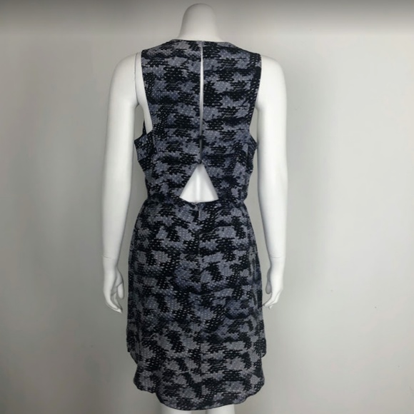 Rebecca Taylor Silk A-Line Geometric Abstract Gray - Picture 3 of 4